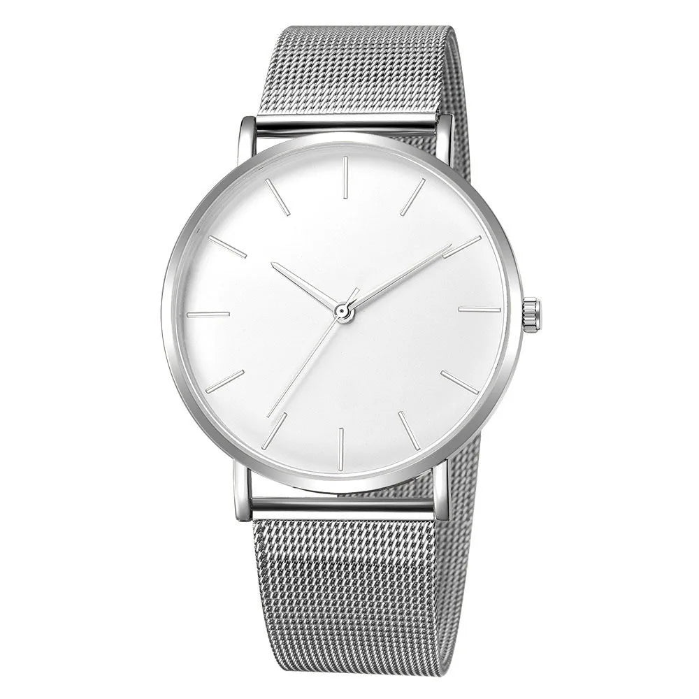 Minimalist Quartz Wristwatch – Slim Mesh Strap for Casual Business Wear
