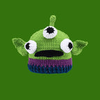 Knitted Monster Balaclava – Green Devil Hat for Halloween Cosplay Costume