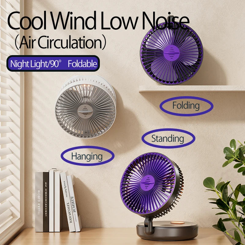 Rechargeable 3-in-1 Portable Fan – Multifunctional Cooling for Home and Travel