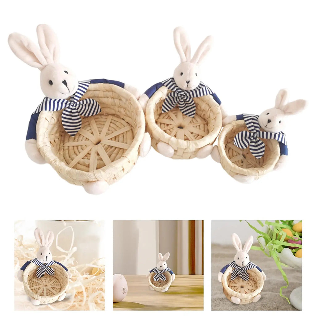 Miniature Easter Bunny Basket – Reusable Decorative Storage for Holiday Decor