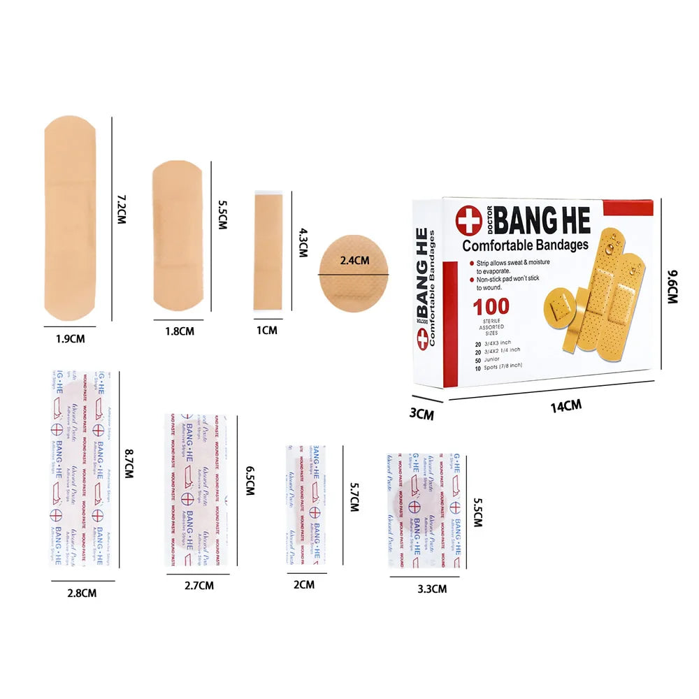 Waterproof Adhesive Bandages – Multi-Size Sterile Plasters for First Aid Kits