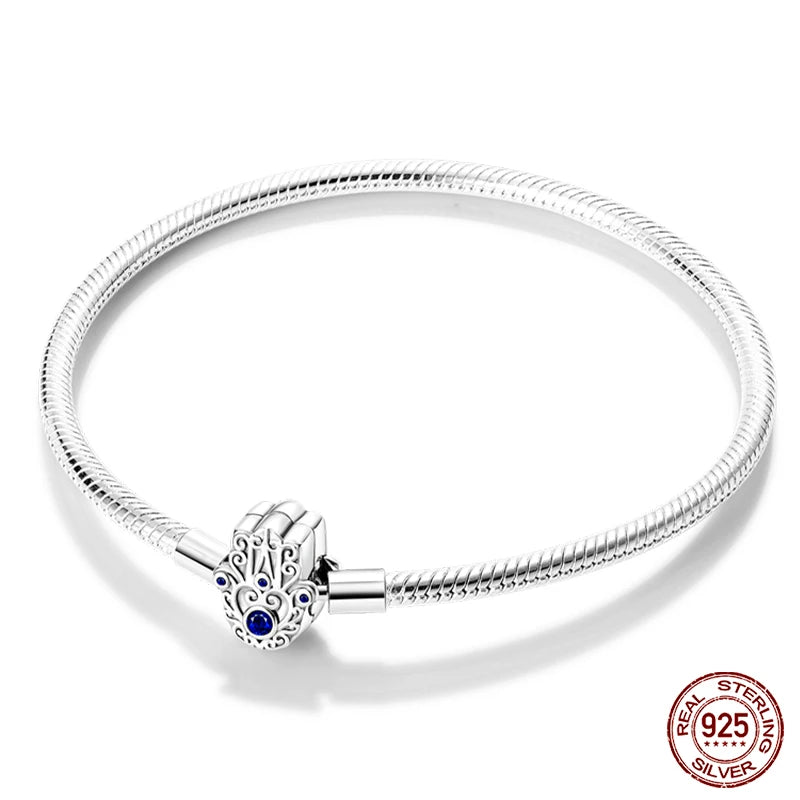 925 Sterling Silver Charm Bracelet – Adjustable Green Zircon for Birthday Gifts