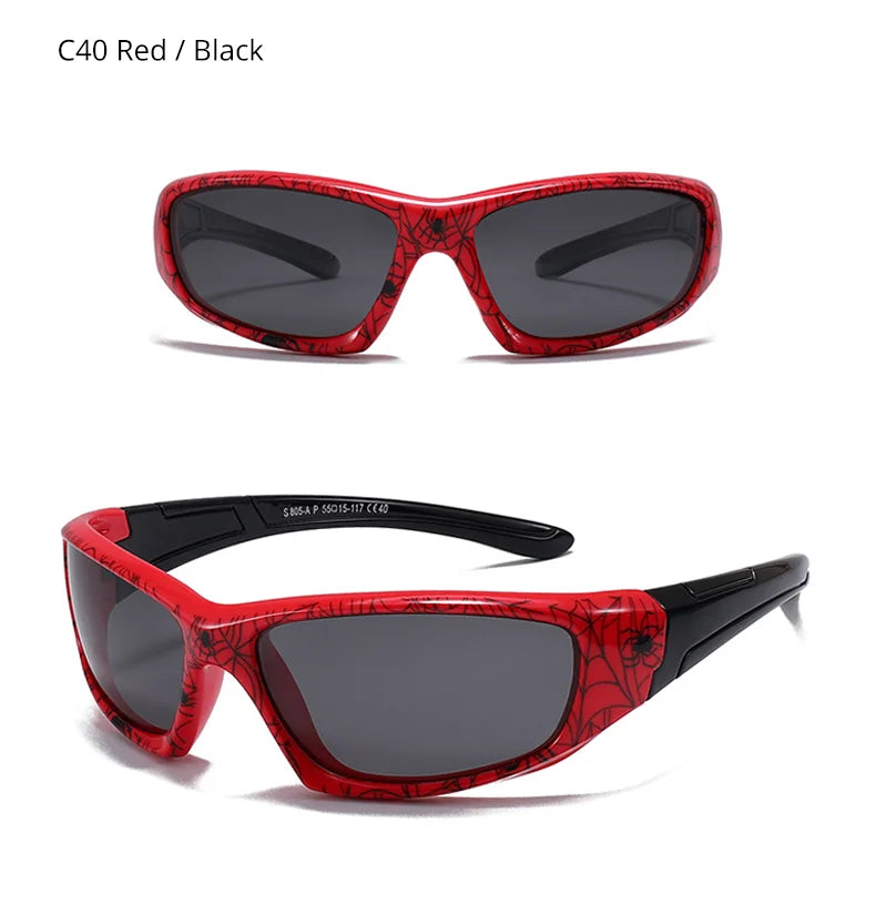 Polarized Spider Web Kids Sunglasses – UV400 Outdoor Sport Shades for 3-9y