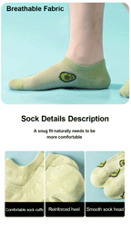 Avocado Crew Ankle Socks – Breathable Kawaii Cotton for Women's Fashion