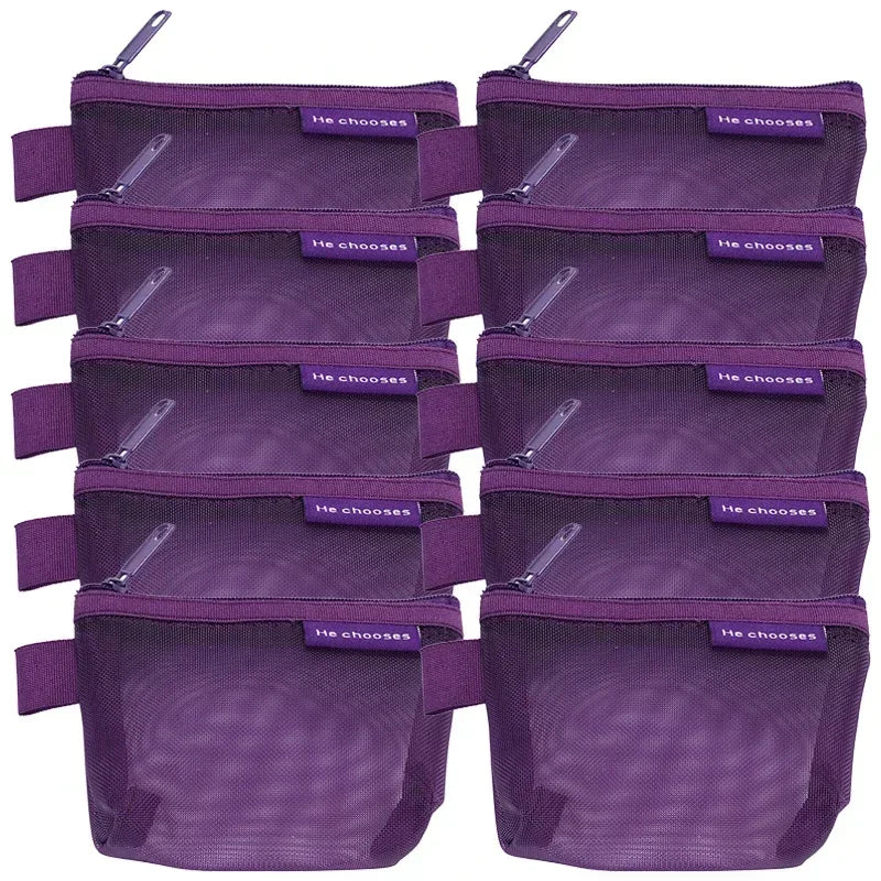 Transparent Mesh Zipper Pouch – Compact Organizer for Travel and Cables