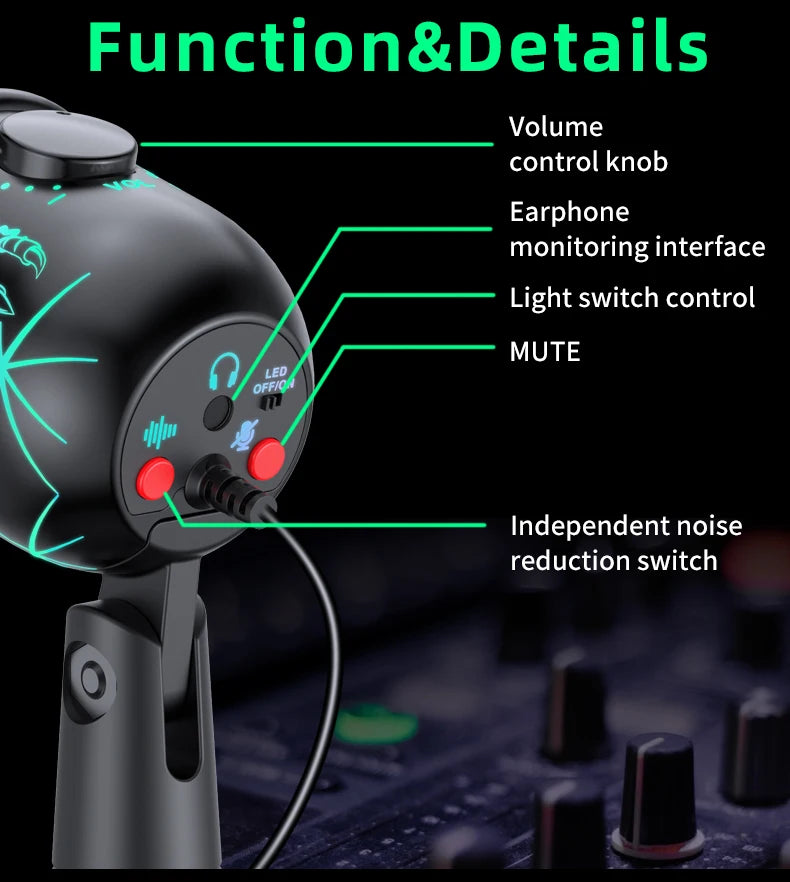 USB Gaming Microphone – Noise Cancelling Condenser for Podcast Recording