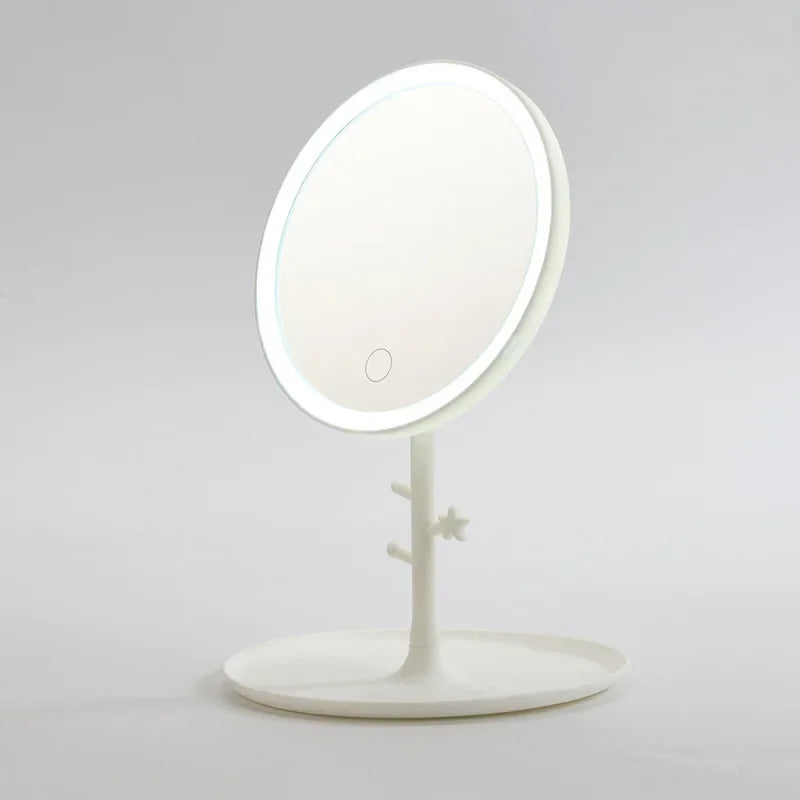 LED Touch Screen Makeup Mirror – Foldable Cosmetic Light for Daily Vanity