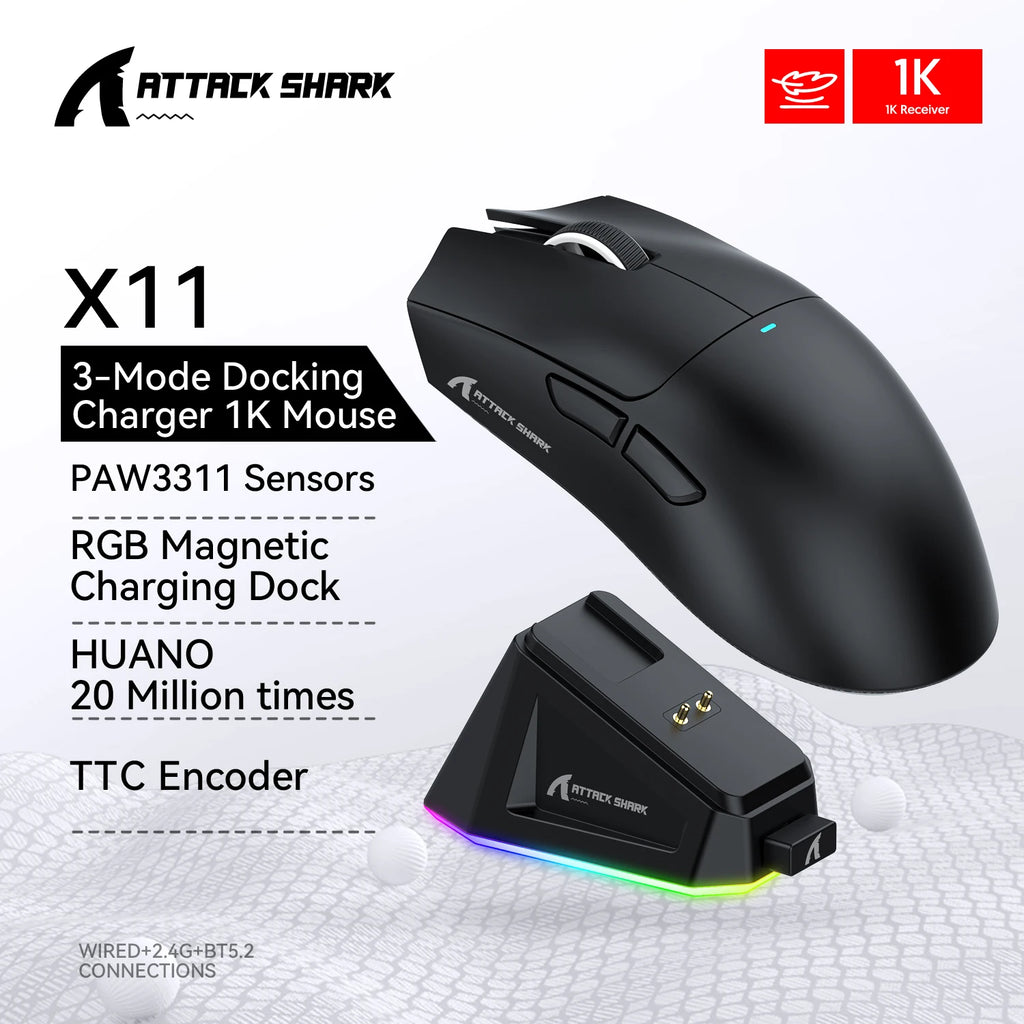 Wireless Gaming Mouse – PAW3311 RGB Optical Sensor for PC Esports
