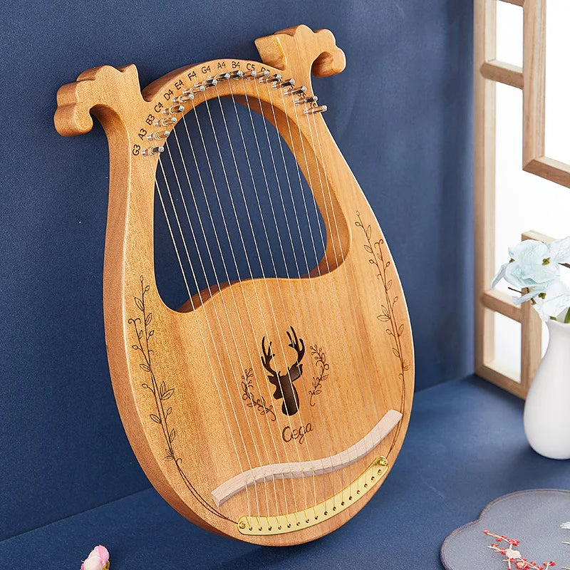 Mahogany Lyre Harp – 21 String Wooden Musical Instrument for Folk Music
