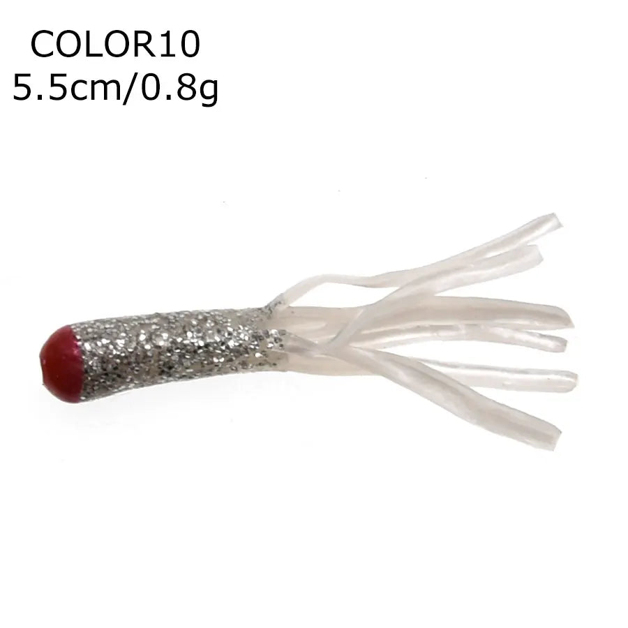 Soft Silicone Tube Worm Lure – 5cm Micro Bait for Bass Perch and Trout Fishing