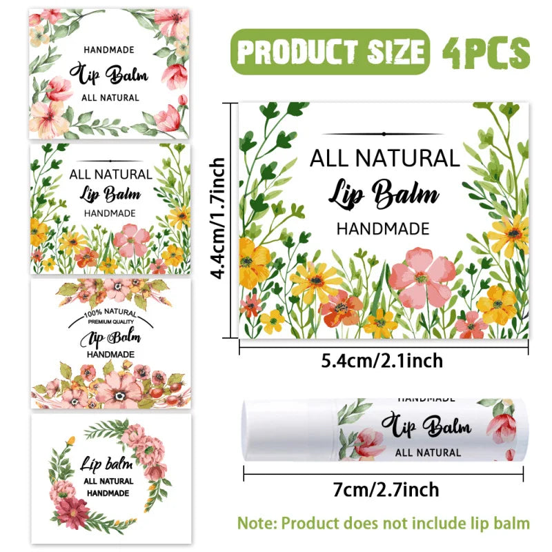 Floral Lip Balm Labels – Self-Adhesive Stickers for Homemade Cosmetics