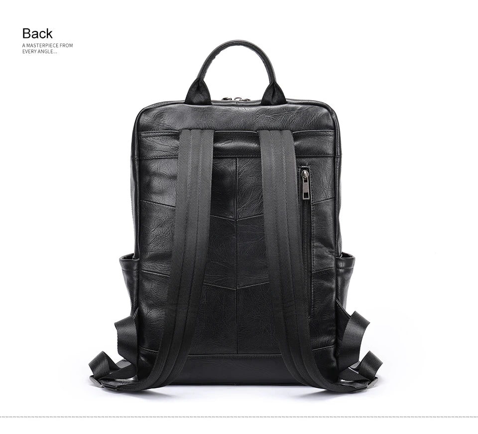 Genuine Leather Laptop Backpack – 14 Inch Business Bag for Men