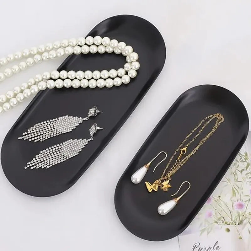 Stainless Steel Oval Tray – Minimalist Jewellery Storage for Desktop Decor