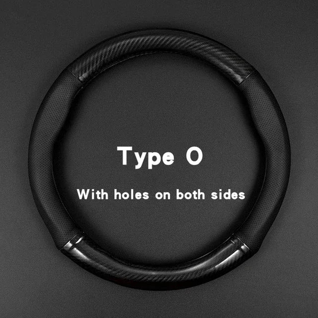 Carbon Fiber Steering Wheel Cover – Anti Slip Leather for Vehicle Interior