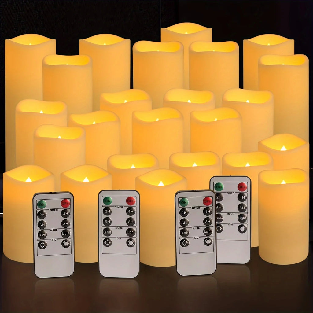 Waterproof LED Pillar Candles – Remote Control Timed Lights for Home Decor