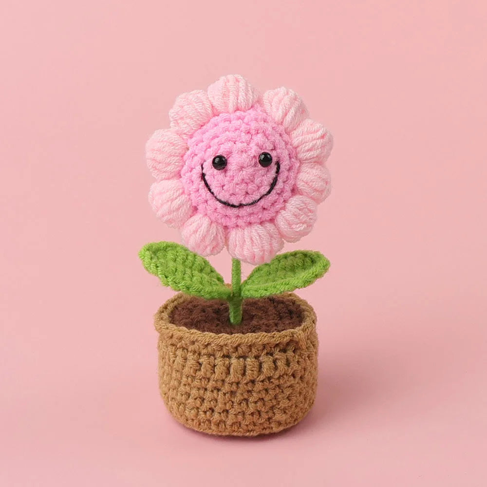 Handwoven Crochet Sunflower Potted Plant – Decorative Gift for Home Decor