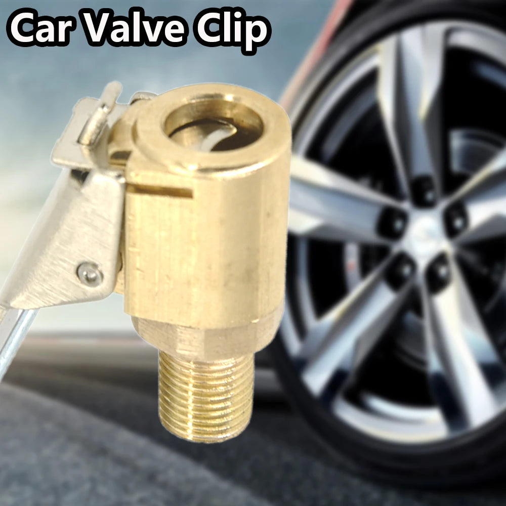 Brass Tire Inflator Chuck – 8mm Clip-On Air Pump Adapter for Vehicle Repair