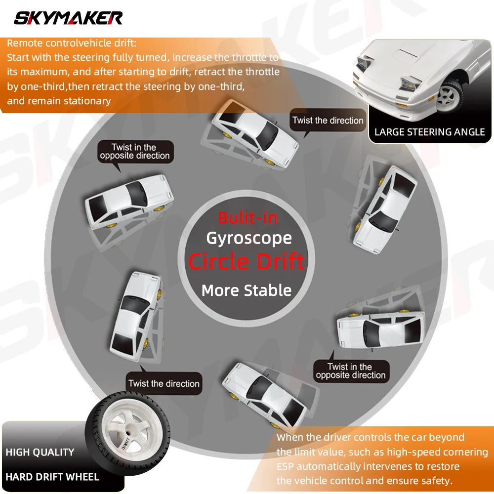 1:18 RC Drift Car – 2.4G Remote Control Vehicle with Gyro for Hobby Racing