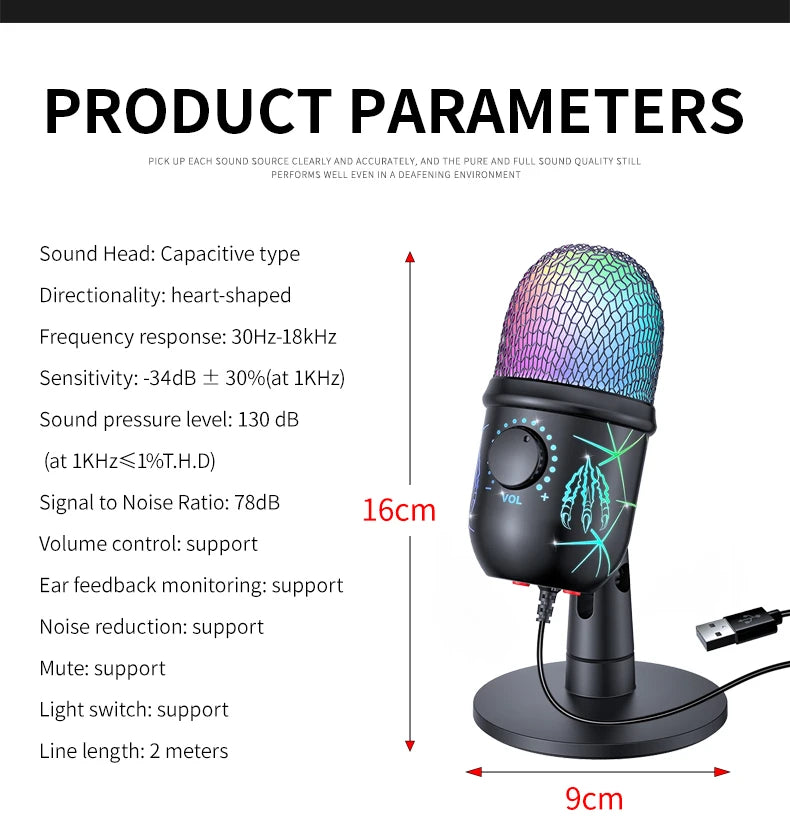USB Gaming Microphone – Noise Cancelling Condenser for Podcast Recording