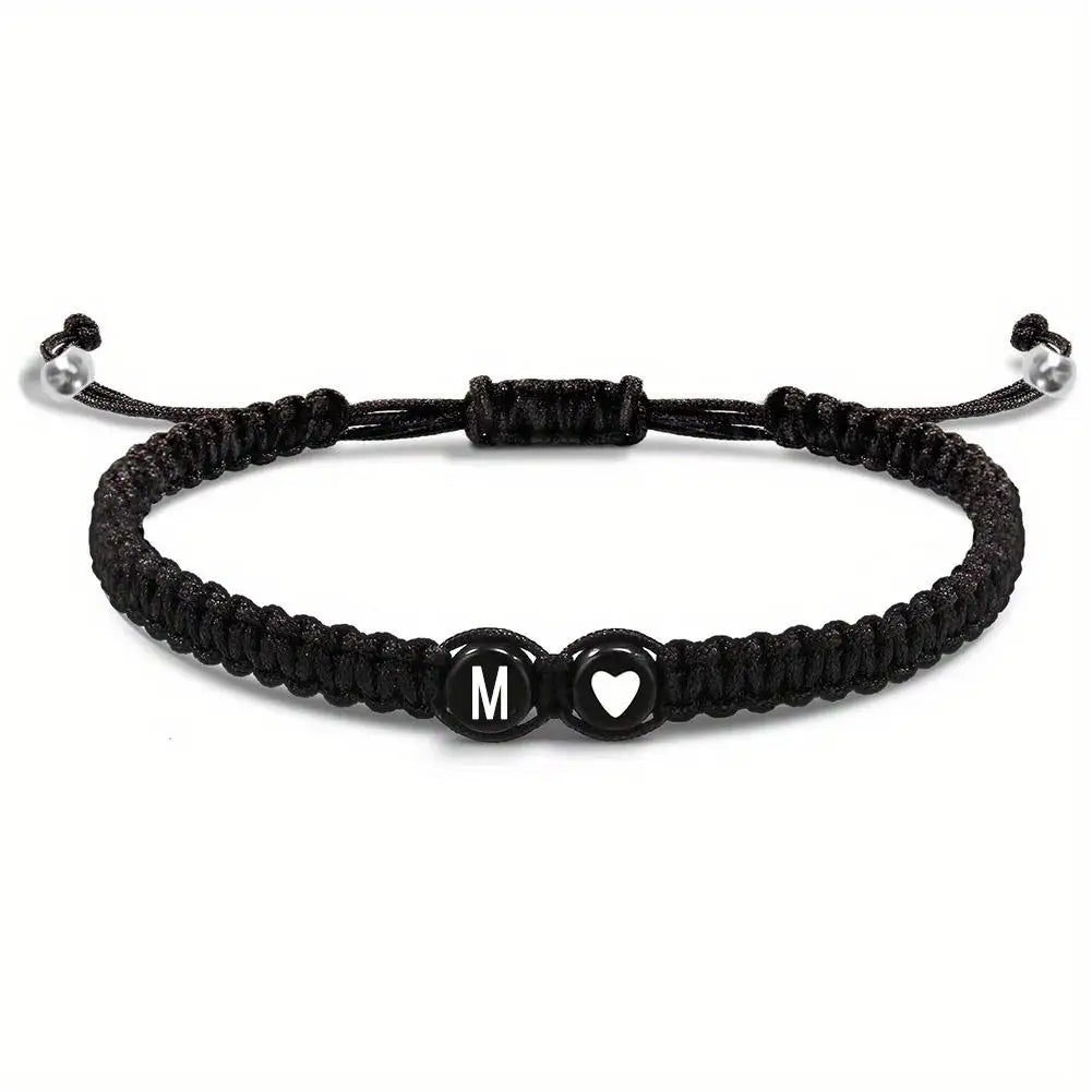 Initial Heart Braided Bracelet – Adjustable A-Z Friendship Jewelry for Gifts