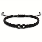 Initial Heart Braided Bracelet – Adjustable A-Z Friendship Jewelry for Gifts