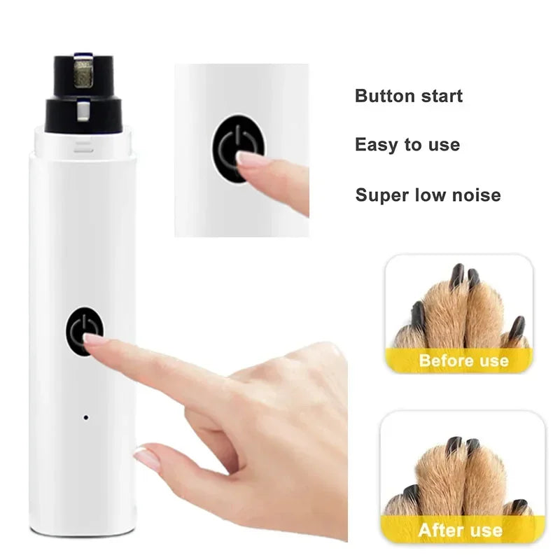 Electric Pet Nail Grinder – USB Rechargeable LED Grooming Tool for Cats and Dogs