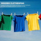 Heavy Duty Wooden Clothes Pins – Spring Clothespins for Laundry and Crafts