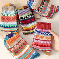 Thickened Retro Ethnic Socks – Warm Soft Cotton Crew Socks for Autumn Winter