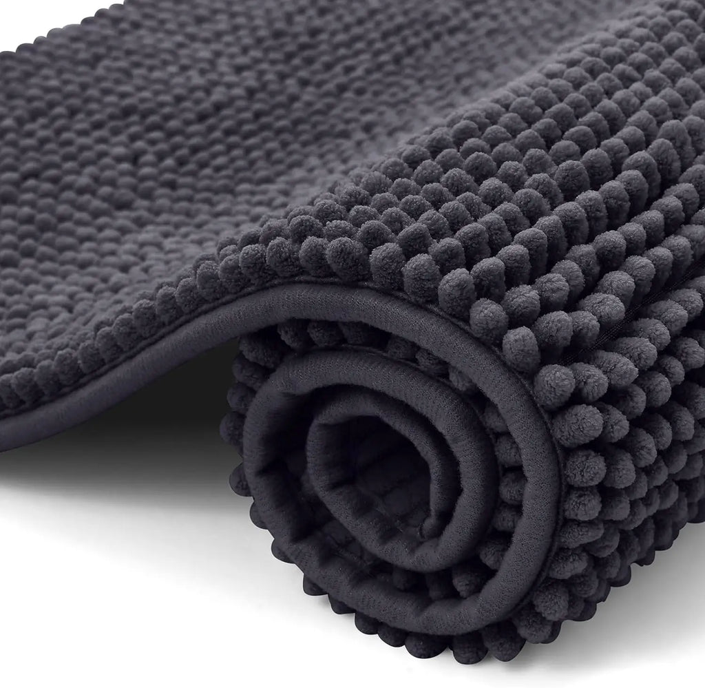 Chenille Bathroom Mat – Ultra Soft Absorbent Non-slip Rug for Shower Floors