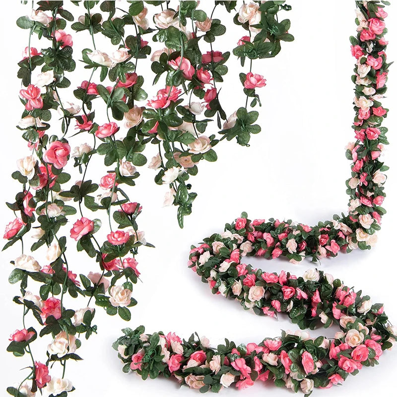 Artificial Silk Rose Vine – 2.5m Floral Garland for Wedding Arch Decoration