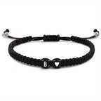 Initial Heart Braided Bracelet – Adjustable A-Z Friendship Jewelry for Gifts