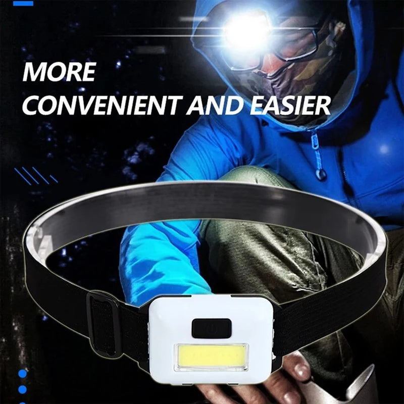 LED COB Headlamp – Waterproof Bright Flashlight for Outdoor Camping and Kids