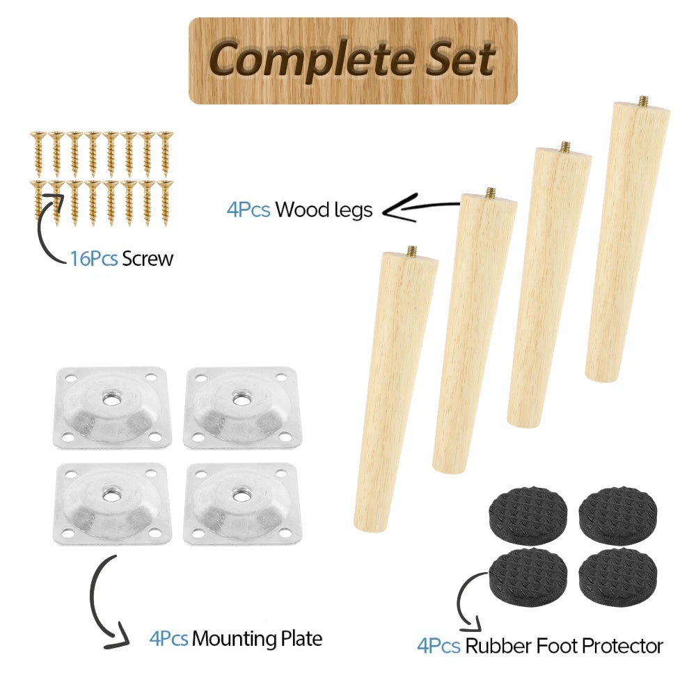 Solid Wooden Furniture Legs – Replacement Feet for Tables and Chairs