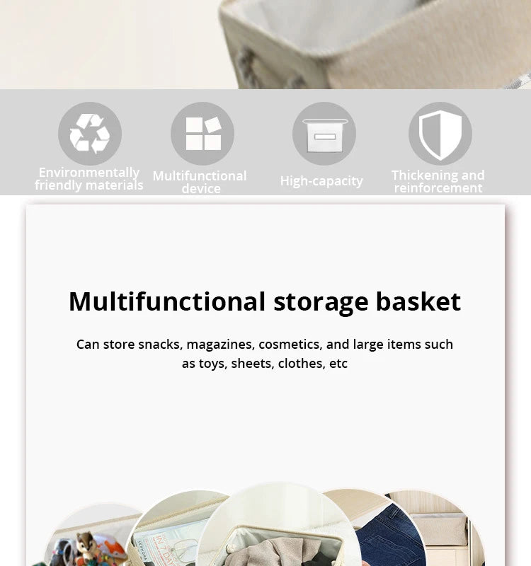 Linen Folding Storage Basket – Fabric Organizer for Wardrobe and Laundry