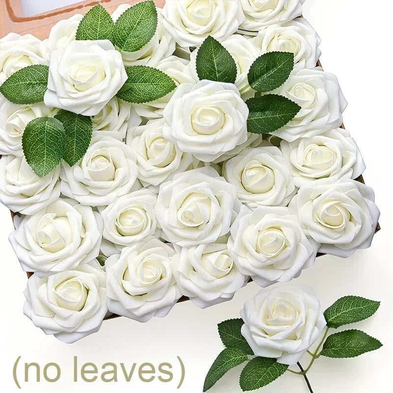 Artificial Foam Rose Heads – Realistic Silk Flowers for DIY Wedding Decor