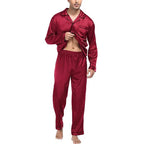 Silk Long Sleeve Pyjama Set – Plus Size Sleepwear for Men