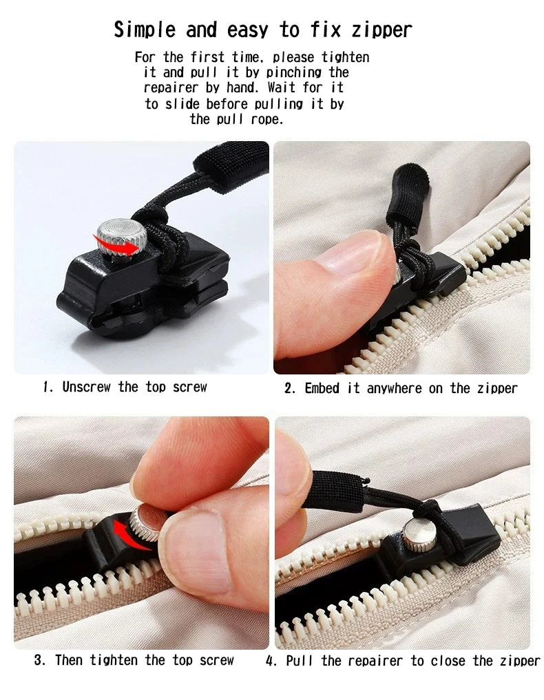 Universal Zipper Repair Kit – Sliding Replacement Pulls for Clothing and Bags