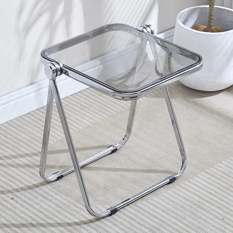 Transparent Acrylic Folding Side Table – Modern Coffee Table for Living Room