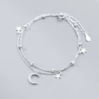 Sterling Silver Star Moon Bracelet – Vintage Crystal Jewelry for Women