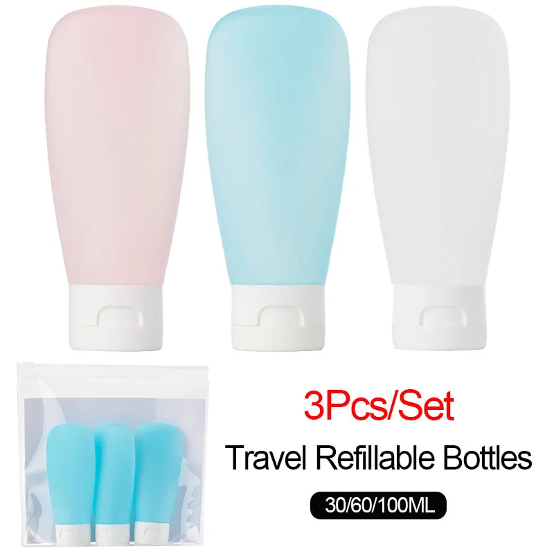 Refillable Squeeze Bottle Kit – Portable Travel Containers for Toiletries
