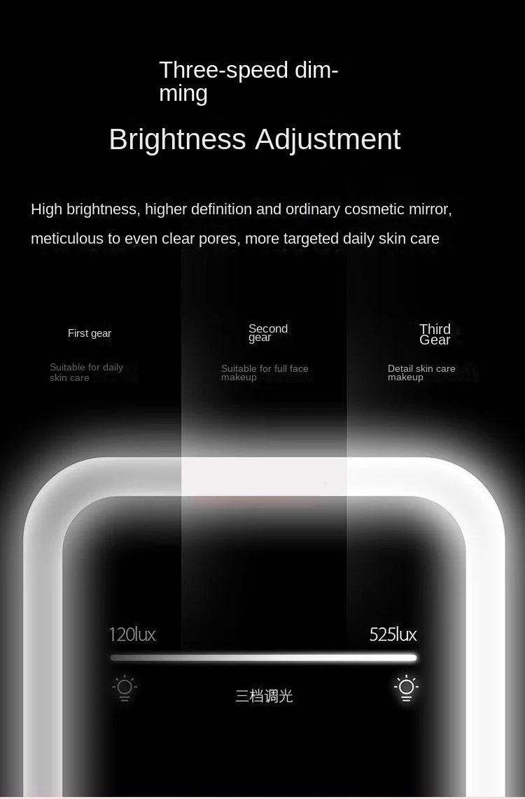 LED Touch Screen Makeup Mirror – Foldable Cosmetic Light for Daily Vanity