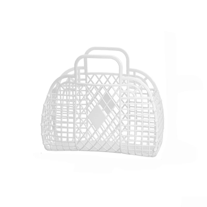 Foldable Mesh Laundry Basket – Portable Plastic Bin for Bathroom Organization