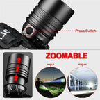 Rechargeable LED Headlamp – Aluminium High Lumen Light for Outdoor Camping