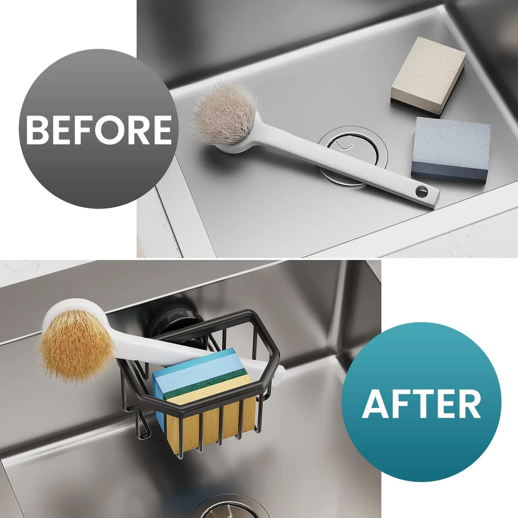 Rustproof Aluminum Sponge Holder – Suction Cup Caddy for Kitchen Sink