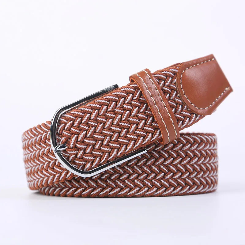 Woven Elastic Canvas Belt – Stretch Braided Buckle Strap for Casual Jeans