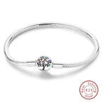925 Sterling Silver Charm Bracelet – Adjustable Green Zircon for Birthday Gifts