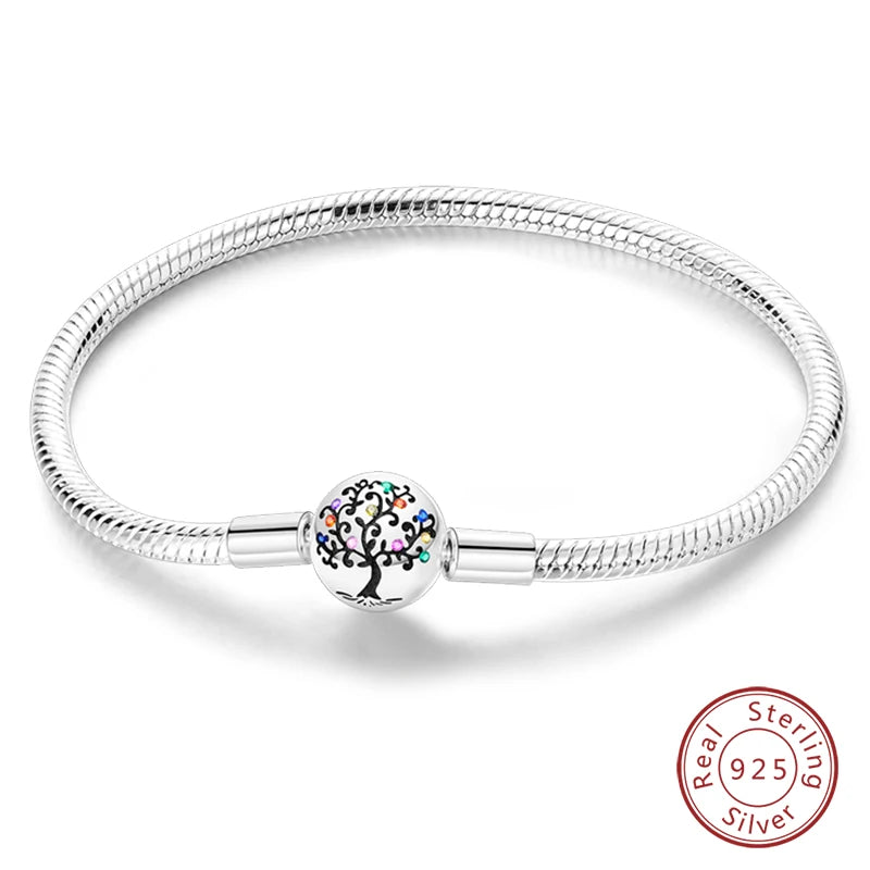 925 Sterling Silver Charm Bracelet – Adjustable Green Zircon for Birthday Gifts