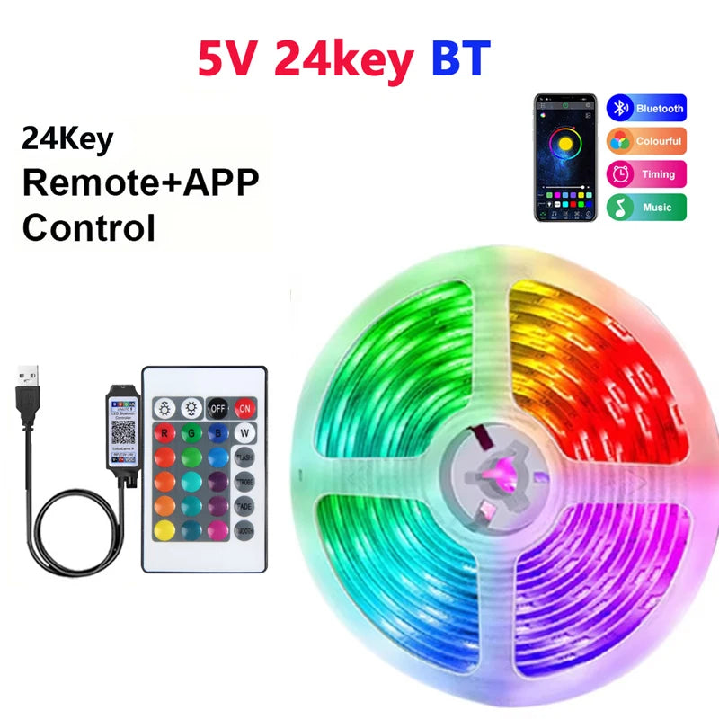USB RGB LED Strip Light – Color Changing Remote for Holiday Decoration