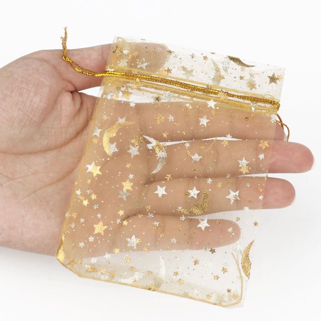 Star Moon Organza Drawstring Bags – Gift Packaging for Jewelry and Weddings