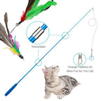 Interactive Cat Feather Toy Set – Retractable Wand for Indoor Pet Play